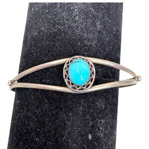 Vtg Sterling Silver Navajo Jack Whittaker Turquoise Cuff Bracelet 6.5" Signed JW